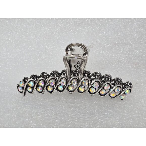 Rhinestone Hair Claw Clip Silver Tone - Picture 1 of 4